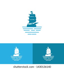 Ship sea logo template design