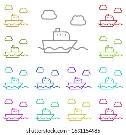 Ship, sea multi color icon. Simple thin line, outline vector of adventure for ui and ux, website or mobile application