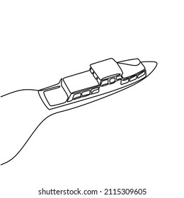 ship sea oneline continuous single line art handdrawn