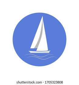 Ship at sea. Sailboat on the waves. Logo for yacht club, for a seafood restaurant. Nautical theme. logo