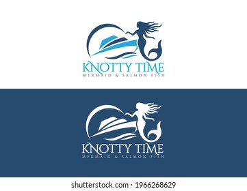 Ship at sea. Sailboat on the waves. Logo for yacht club, for a seafood restaurant. Nautical theme