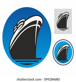 Ship at sea. Sign. logo. Vector with the gradient and the simple vector.