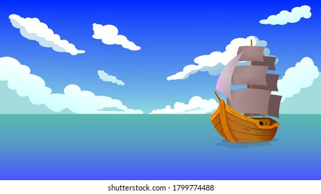 Ship Sea Sky Background Stock Vector (Royalty Free) 1799774488 ...