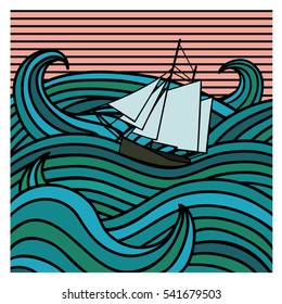ship at sea -  stylized image of the abstract