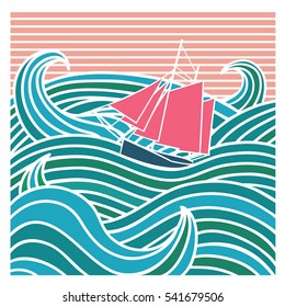 Ship at sea -  stylized image of the abstract