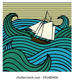 Ship at sea - a stylized image of the abstract