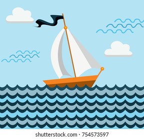Ship at sea vector