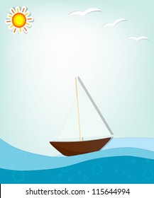 ship at sea. vector applique