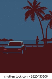 Ship in the sea vector, flat illustration