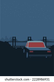 Ship in the sea vector, flat illustration
