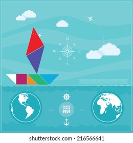 Ship in sea. vector illustration,