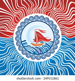 Ship and sea vector illustration