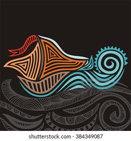 Ship and sea vector illustration