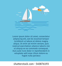 Ship at sea vector illustration for tourizm infographic