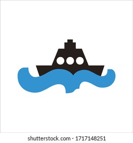 ship and sea vector logo design