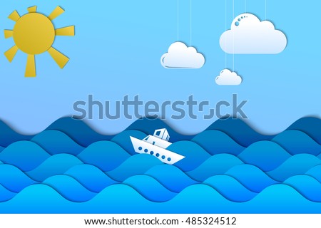 ship sea waves illustration