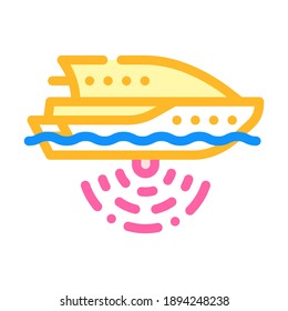 Ship With Seabed Sonar Color Icon Vector. Ship With Seabed Sonar Sign. Isolated Symbol Illustration