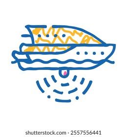 ship with seabed sonar doodle icon sketch vector. ship with seabed sonar sign. isolated symbol illustration