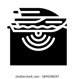 Ship With Seabed Sonar Glyph Icon Vector. Ship With Seabed Sonar Sign. Isolated Contour Symbol Black Illustration