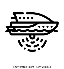 Ship With Seabed Sonar Line Icon Vector. Ship With Seabed Sonar Sign. Isolated Contour Symbol Black Illustration