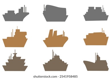 Ship set icon. Water transport design