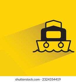 ship with shadow on yellow background