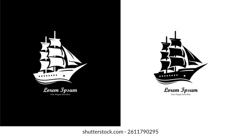 Ship shaped logo design with front view
