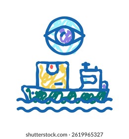 ship shipment management and control doodle icon sketch vector. ship shipment management and control sign. isolated symbol illustration