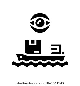 Schiffsverschiffungs-Management und Kontrolle der Glyphe Symbol-Vektorgrafik. Schiffsmanagement und Kontrollzeichen. isoliertes Kontursymbol