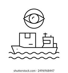 ship shipment management and control line icon vector. ship shipment management and control sign. isolated contour symbol black illustration