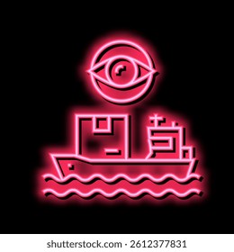 ship shipment management and control neon light sign vector. ship shipment management and control illustration