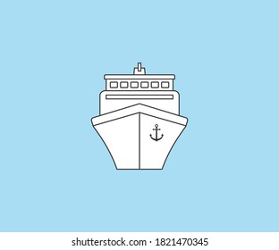 Ship, shipping icon on blue backgrond. Vector.