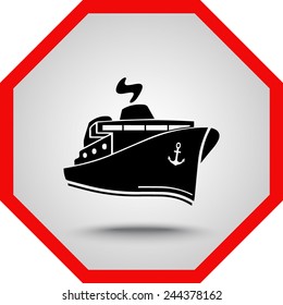 Ship sign icon, vector illustration. Flat design style