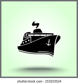 Ship sign icon, vector illustration. Flat design style