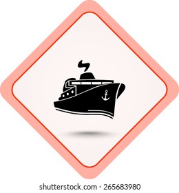 Ship sign icon, vector illustration. Flat design style