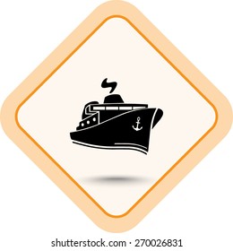 Ship sign icon, vector illustration. Flat design style