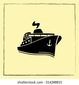 Ship sign icon, vector illustration. Flat design style