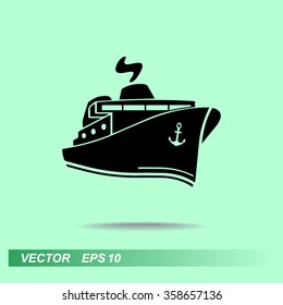 Ship sign icon, vector illustration. Flat design style