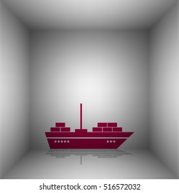 Ship sign illustration. Bordo icon with shadow in the room.