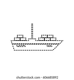 Ship sign illustration. Vector. Black dashed icon on white background. Isolated.