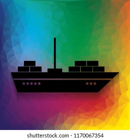 Ship sign illustration. Vector. Flat style black icon on white.