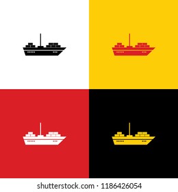 Ship sign illustration. Vector. Icons of german flag on corresponding colors as background.
