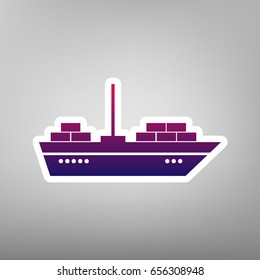 Ship sign illustration. Vector. Purple gradient icon on white paper at gray background.