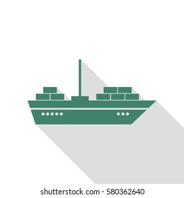 Ship sign illustration. Veridian icon with flat style shadow path.