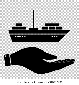 Ship sign. Save or protect symbol by hand