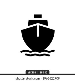 Ship silhouette icon vector, illustration logo template in trendy style. Suitable for many purposes.