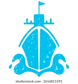 Ship silhouette with modern Grunge Texture. Perfect Summer art isolated transparent backgorund. Ship with Retro old Textured. Vector illustration for t-shirt print. EPS 10