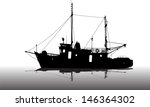 Ship silhouette on the sea
