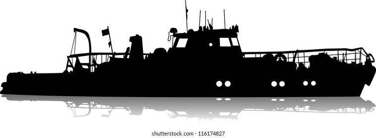 Ship silhouette on the sea