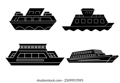 Ship silhouette set design vector illustration.